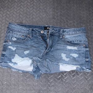 REWASH Light Wash Distressed Jean Shorts